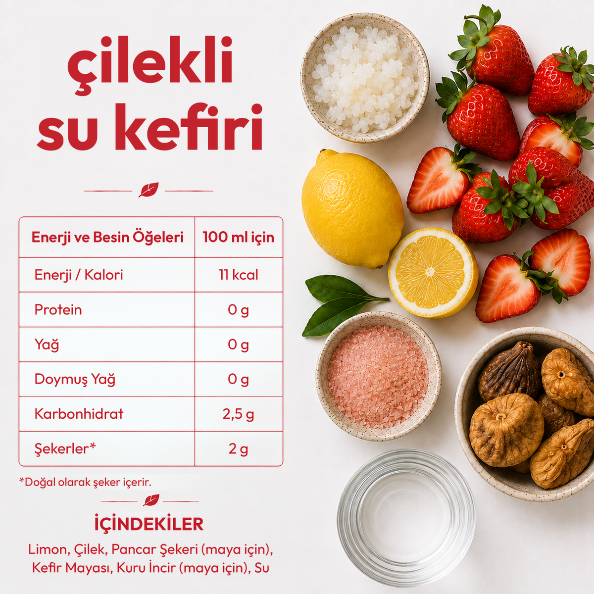 Çilekli Su Kefiri